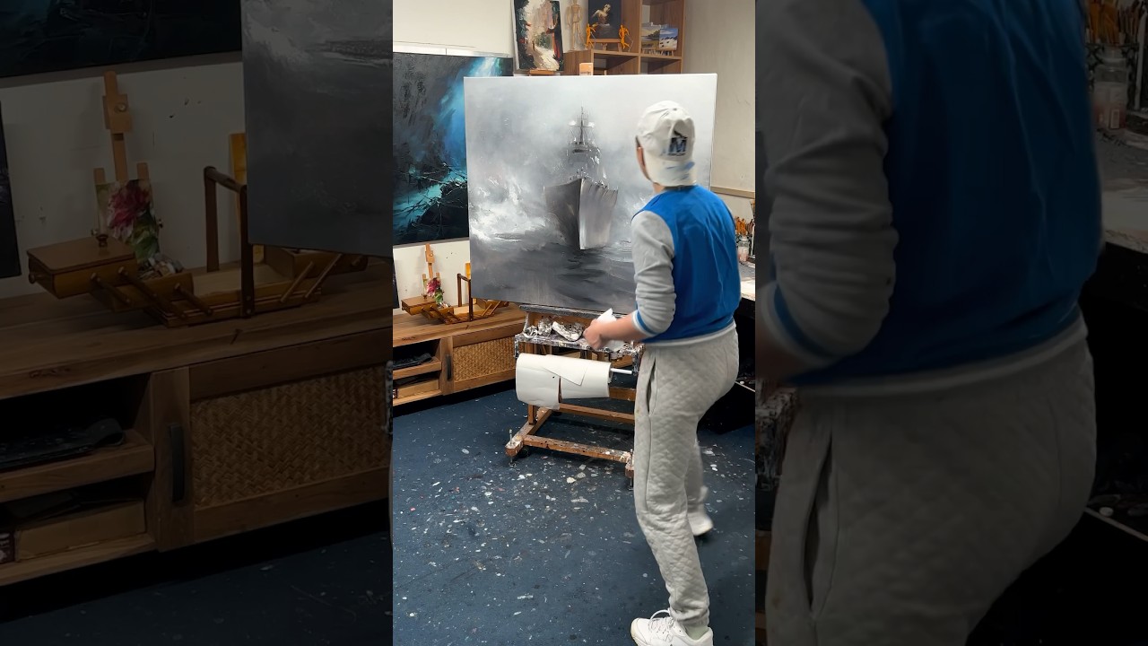 Ship in the Fog | Oil Painting Process #art #ship #ocean