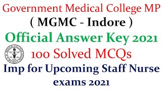 MP Online  2021 GMC Indore Official Answer key of Staff Nurse 2021| Staff Nurse MP 2021 Solved paper