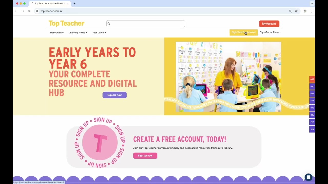 Top Teacher Digi-Tool Dashboard: Basic Settings