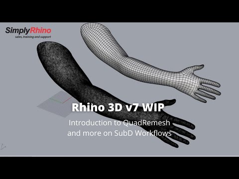 Rhino v7 WIP - An introduction to QuadRemesh and more on SubD workflows | from Simply Rhino