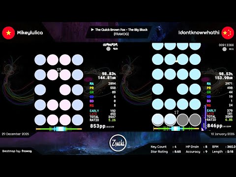 Mikeylulica vs Idontknowwhathi | The Quick Brown Fox - The Big Black [FRAWOG] - osu! mania