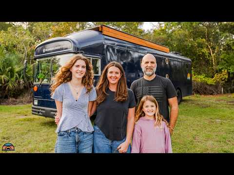 Family's Raised Roof School Bus Tiny Home