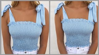 How To Sew A Smokey Top || How To Sew A Shirred Top || How To Sew A Tube Top For Beginners
