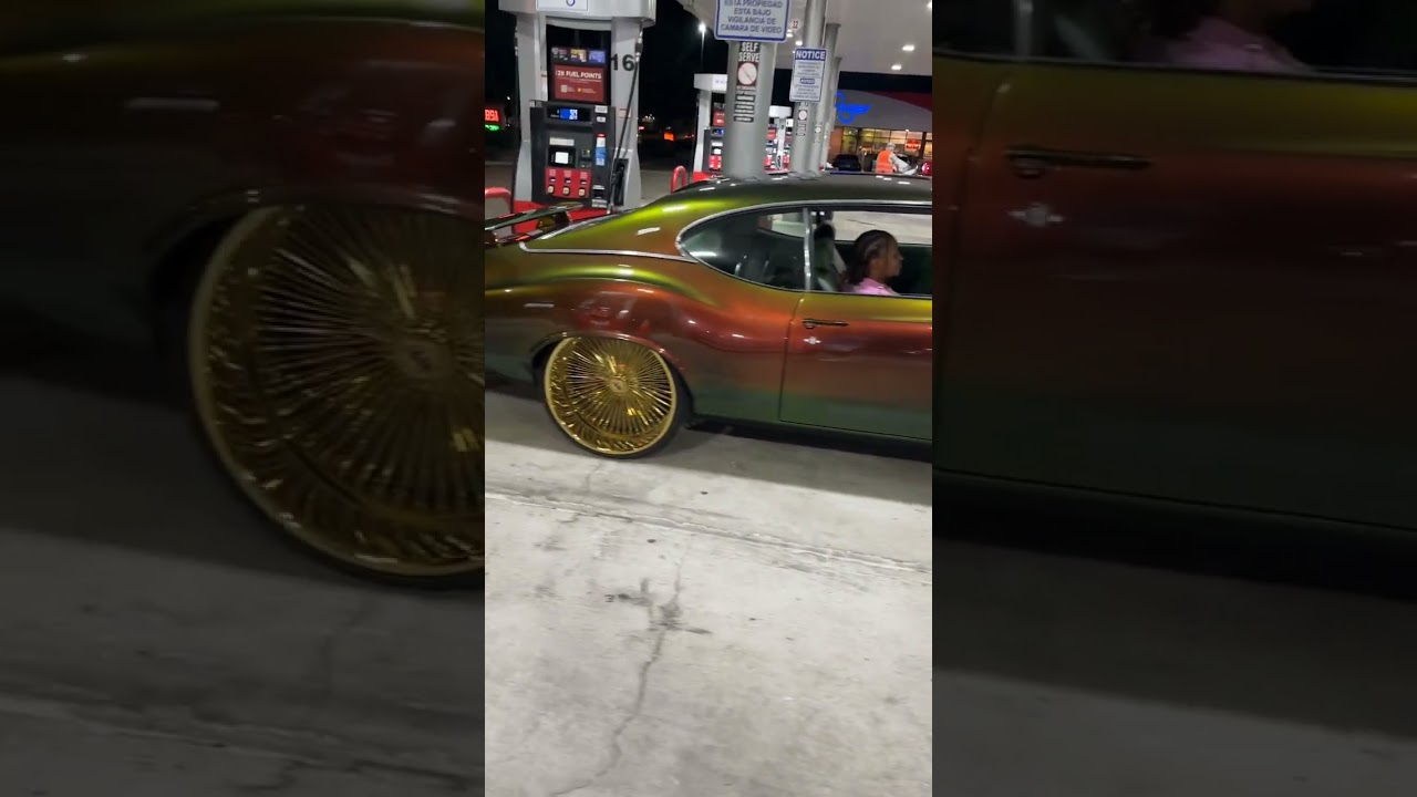 Bipolar Cutlass at the gas station #cutlass #daytons #lsswap #chameleon #wetpaint #custominteriors