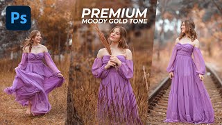 Premium Gold Color Grading in Photoshop | Moody Color Grading Photoshop