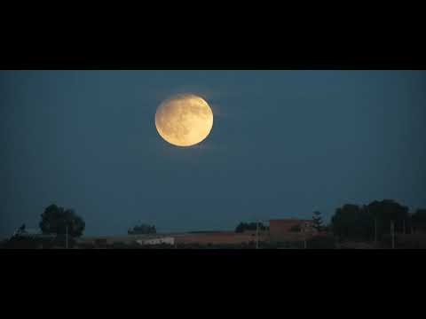 Lever de lune jaune à l'horizon
