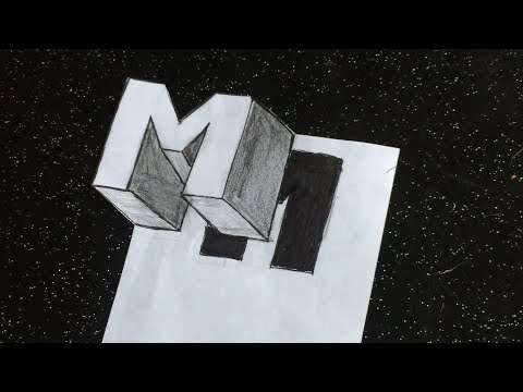 Very Easy!! How To Drawing 3D Floating Letter "M"  - Anamorphic Illusion - 3D Trick Art on paper