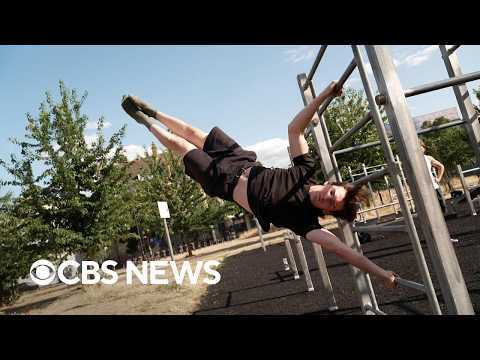 London teens exercise at outdoor gymnasium made from confiscated knives