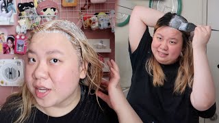 diy touching up my roots (bleaching terribly + impromptu haircut?)