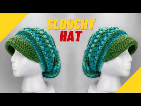 Easy Crochet Slouchy Beanie with Brim | Step-by-Step Tutorial