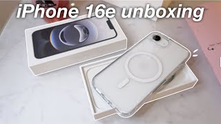 iPhone 16e aesthetic unboxing (white) ☁️ | setup, camera test & accessories