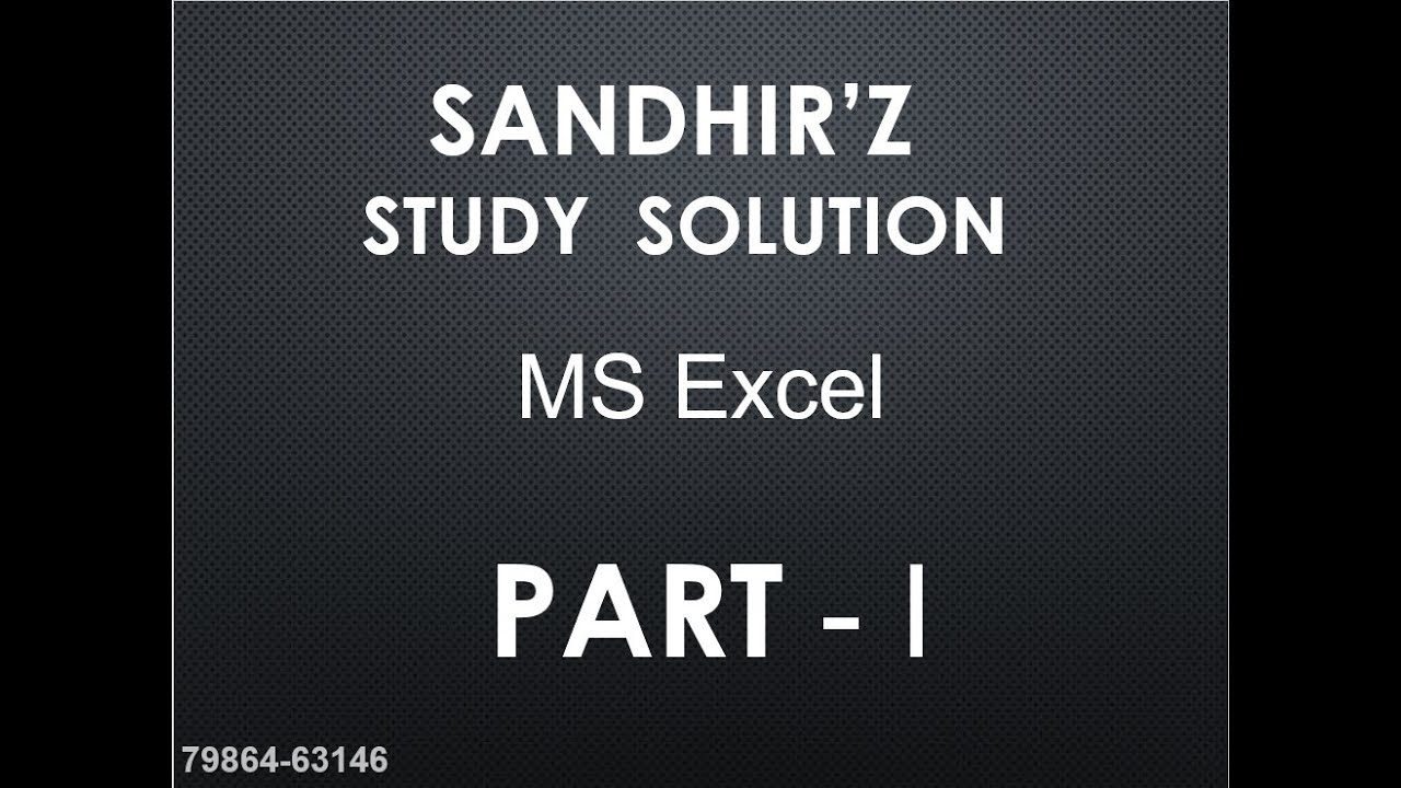 MS Excel Part - 1