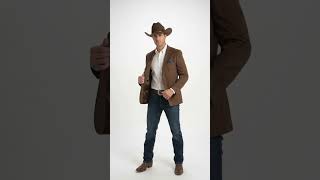 Mens Chocolate Brown Western Blazer – Cowboy Style Sport Coat Jacket Suede Fabric Two Buttons video