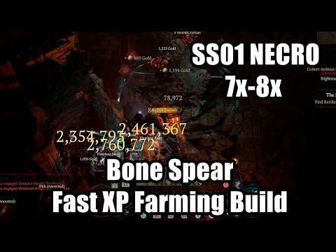Diablo 4 SS01 - NECRO 7x-8x Fast Level Up Bone Spear Build