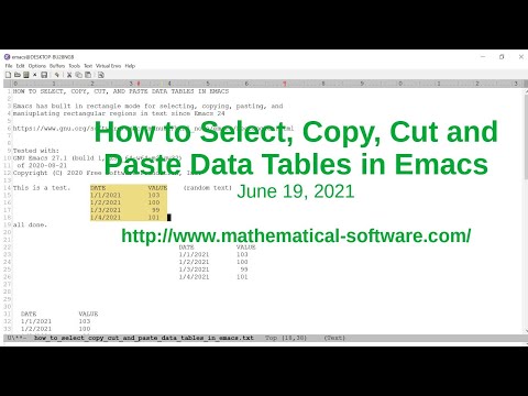 How to Select, Copy, Cut, and Paste Data Tables in Emacs