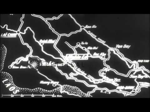 French Union Para-troopers attack Communists in Dien Bien Phu during Operation Ca...HD Stock Footage
