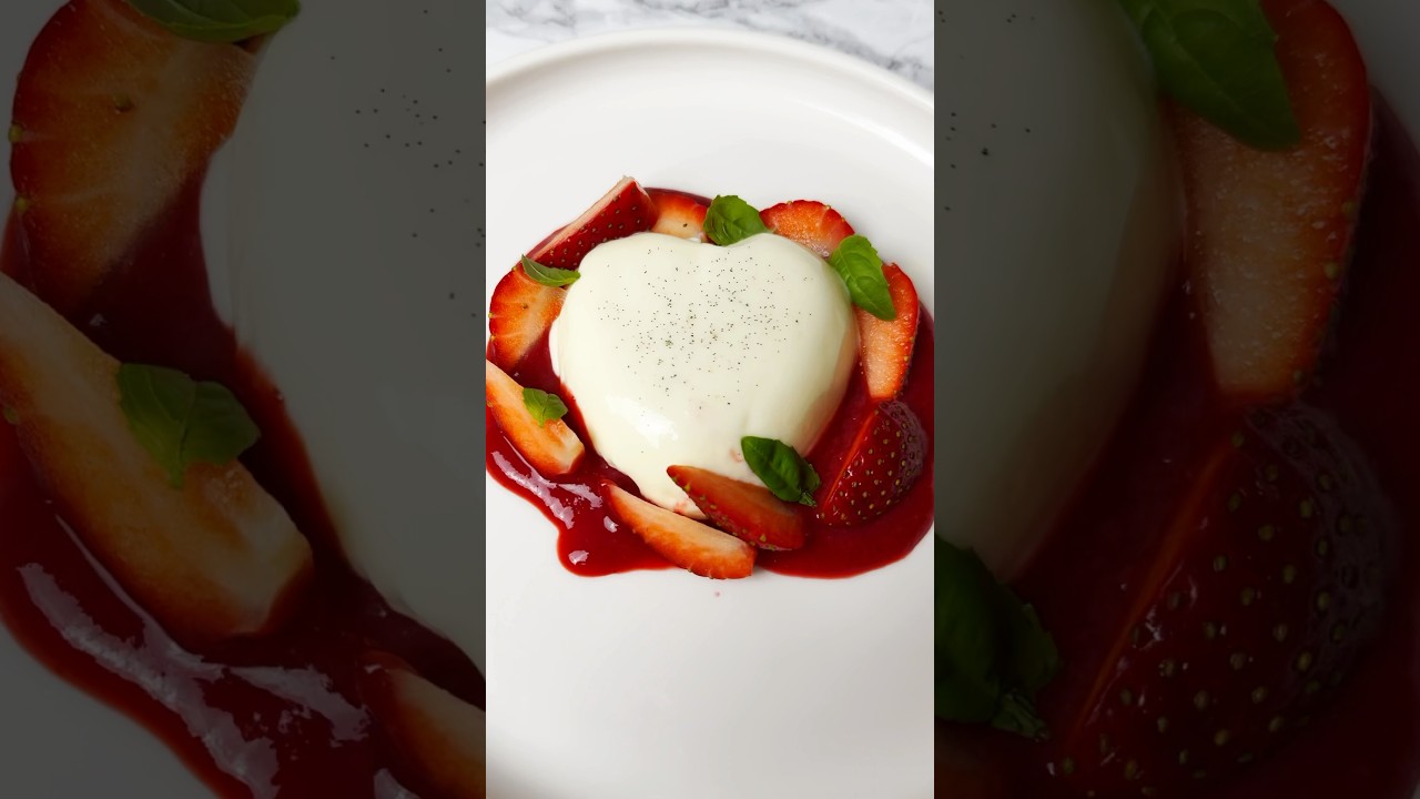 Heart-Shaped Vanilla Panna Cotta with Raspberry Sauce video