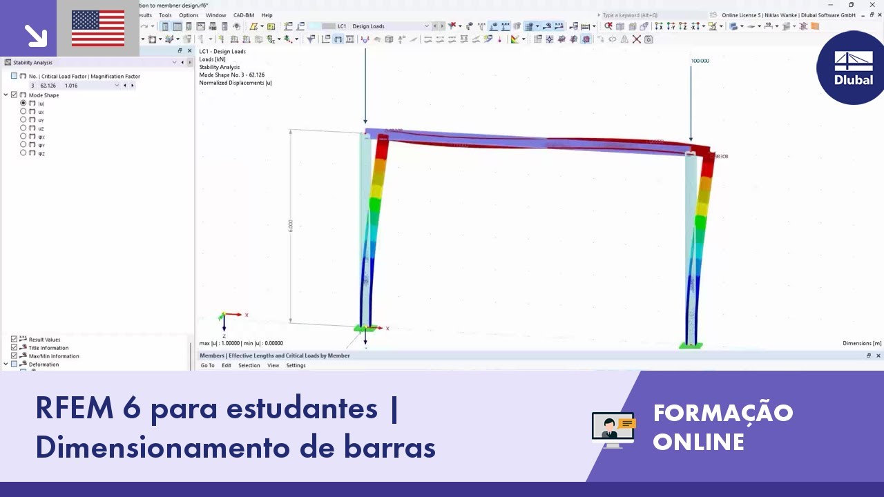 RFEM 6 para estudantes | Introdução ao dimensionamento de barras | 15 de abril de 2026