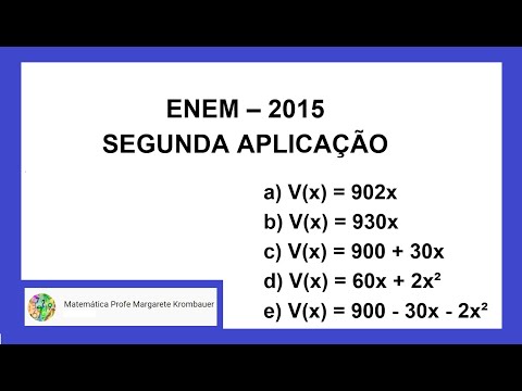 ENEM – 2015 | SEGUNDA APLICAÇÃO (ENEM PPL 2015) | EQUAÇÃO DO 2º GRAU | V(x) = 900 - 30x - 2x²
