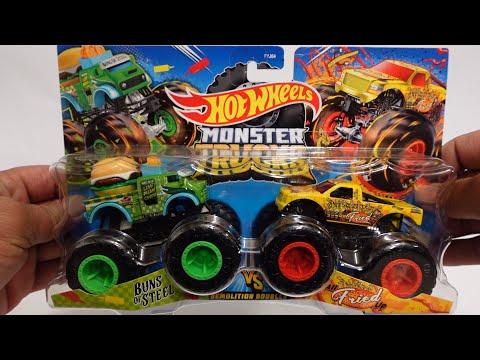 Hot Wheels Monster Trucks 1:64 Buns of Steel vs Fried HLT64 Хот-Вілс Монстер трак Сталеві булки і Смажений - фото 2 - id-p2371115411