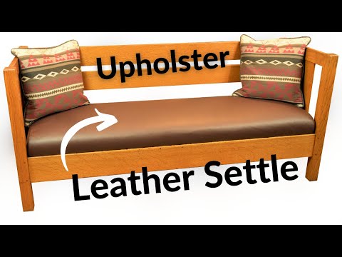 Upholster an Antique Settle / Settee L & JG Stickley #232 Couch Upholstery reupholster Mission Sofa