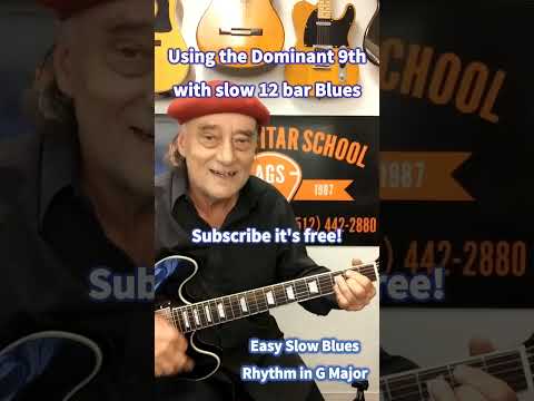 Slow 12 bar Blues Rhythm using Dominant 9ths is easy to play!#bluesguitar #guitarlesson
