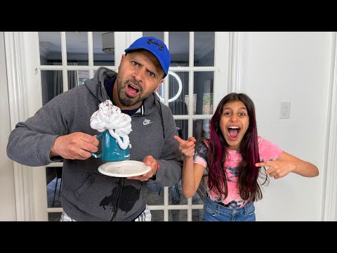 Deema Prank Dad on April fools with hot chocolate!!  * very funny *