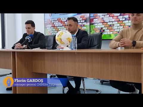 Florin Gardoş, prezentat ca manager al Chindiei; spune că obiectivul e play-off-ul