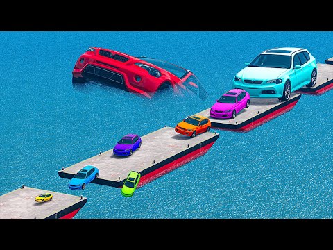Small & Giant Car vs Floating Bridge – BeamNG.Drive