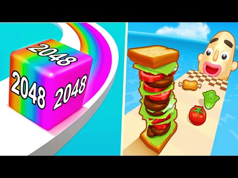 Jelly Run 2048 + Sandwich Runner - All Level Gameplay Android, iOS
