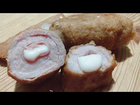 Involtini ripieni con prosciutto e formaggio impanati e fritti