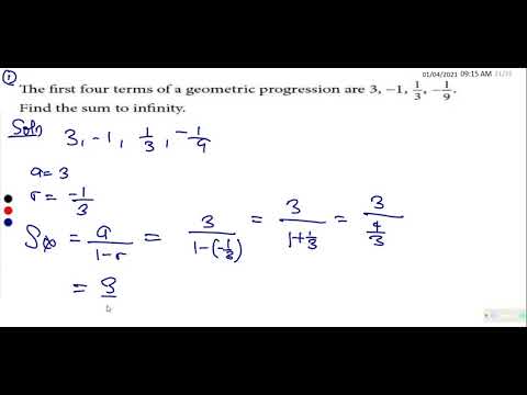 Sum to infinity of a Geometric Progression.