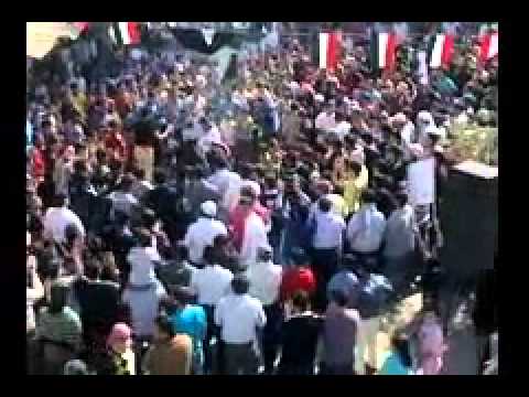 مظاهرة في بلدة بصرى الشام في ريف درعا في جمعة "الحظر الجوي"