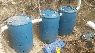 The diy 3 barrel septic tank system for your cabin or RV. 55 gallon drums! (cheap & easy)