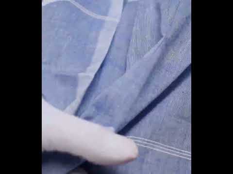 Plain Blue Pure Cotton 55 GSM White Arrow Motif Jamdani Fabric — video