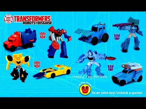 2016 McDONALD'S TRANSFORMERS ROBOTS IN DISGUISE SET OF 8 HAPPY MEAL KIDS TOYS PREVIEW Video