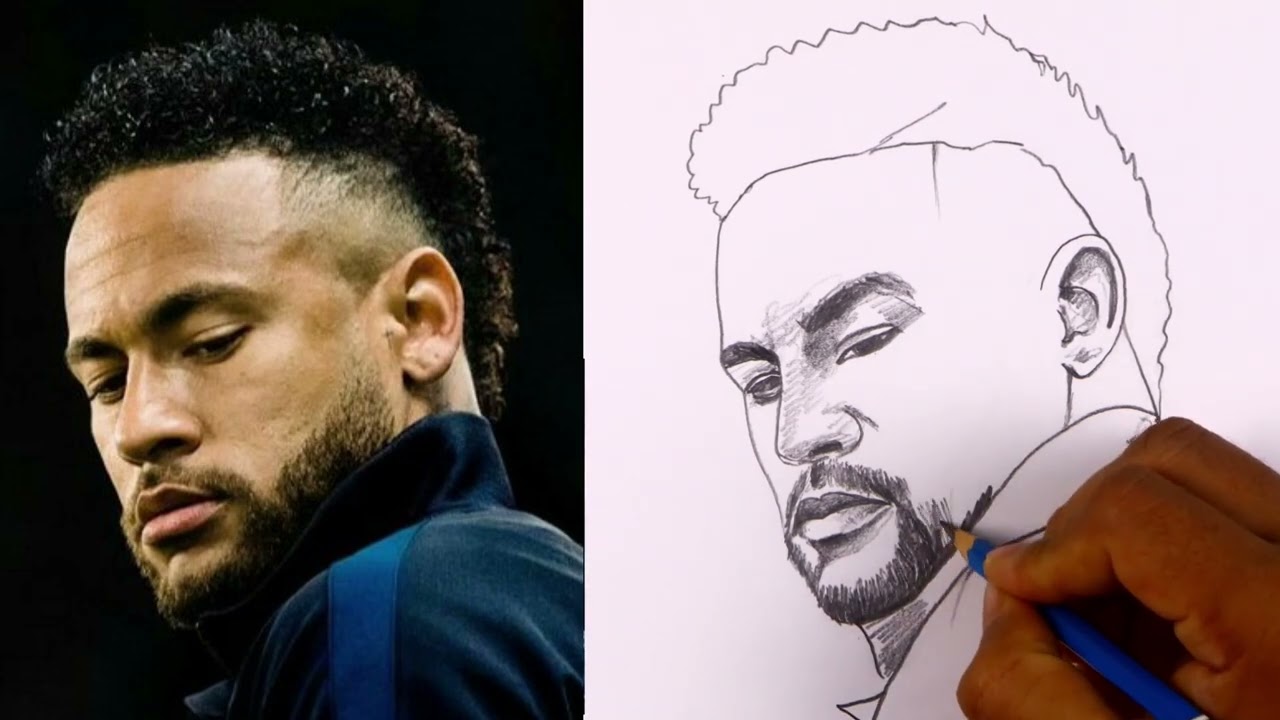 Neymar is very easy to draw in pencil 😱 How to draw Neymar Jr. Easy