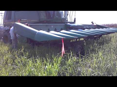 9869 john deere combine picking up 1293 head