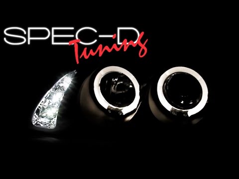 Black Smoke Fit 2005-2010 Scion TC LED Halo Projector Headlights Head Lamps L R
