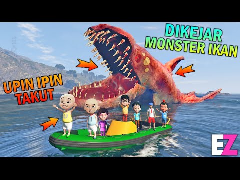 PERAHU UPIN IPIN DIKEJAR MONSTER IKAN RAKSASA, SEMUA TAKUT..!!! - GTA 5 BOCIL SULTAN