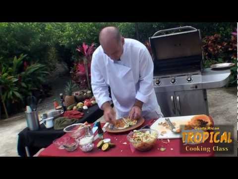 Costa Rica Cooking Shrimp Taco w/ Grilled Papaya