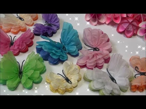 （ペーパーポンポン）簡単！かわいい蝶々の作り方　【DIY】(Paper Ponpon)Easy!Butterfly