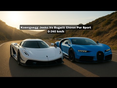 Koenigsegg Jesko Vs Bugatti Chiron Pur Sport 0-340 km/h Acceleration Comparison 