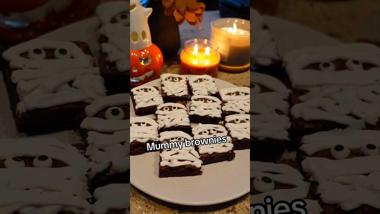 Mummy brownies recipe on instagram #baking #brownie #spooky #halloween