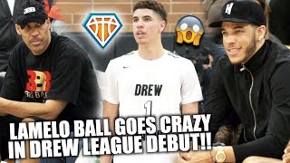 LaMelo Ball BRINGS THE CITY OUT IN DREW LEAGUE DEBUT!! | Zo &amp; Gelo POP OUT to Watch Younger Brother