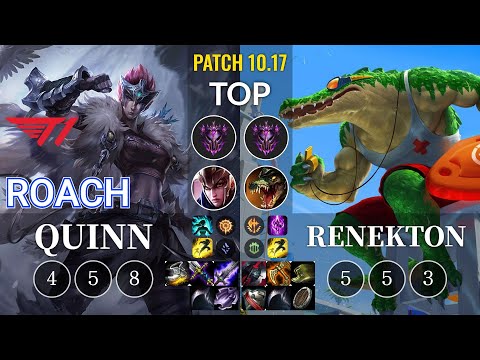 T1 Roach Quinn vs Renekton Top - KR Patch 10.17