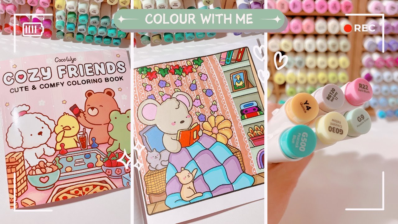 Color with Me: Cozy Reading | Coco Wyo: Cozy Friends | Ohuhu Markers +more | ASMR Marker Sounds