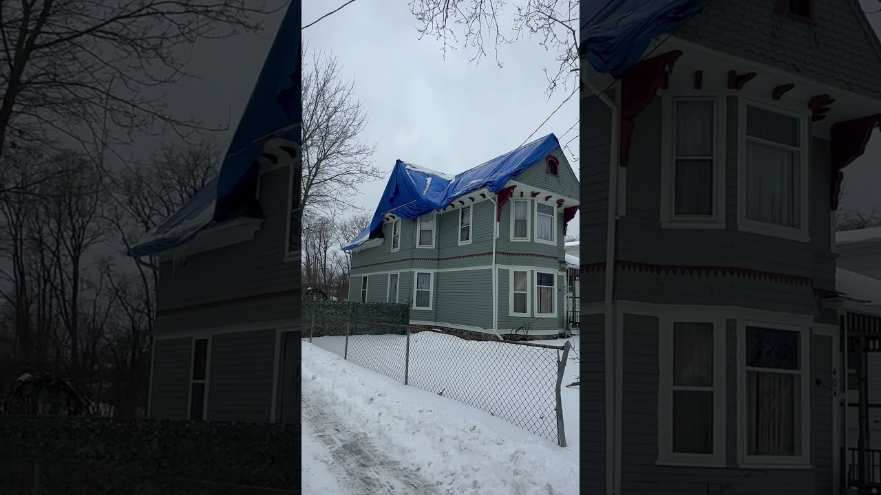 This is why we NEVER install roofs in winter! ❄️ Strong winds tore up this rushed job. #roof #home