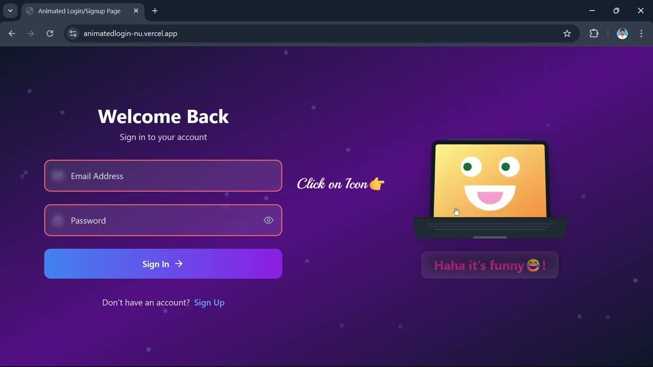 Animated login/signup using React, typescript, tailwindcss