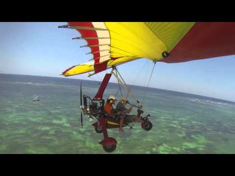 Microlight in Kenya. Flying over Diani Beach
